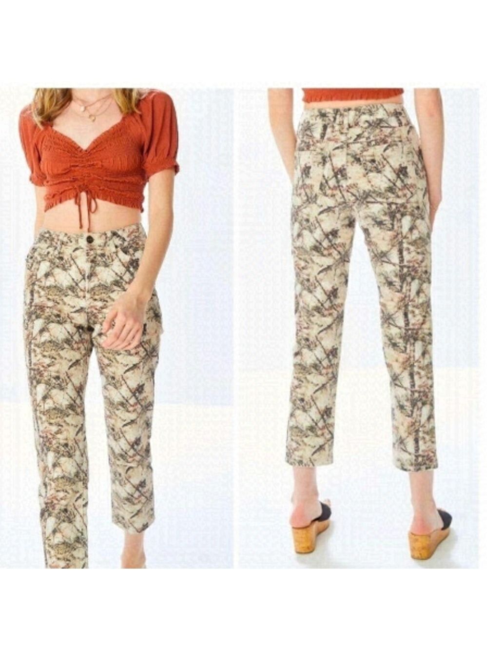 BDG Urban Outfitters slim straight high rise pine cone camouflage jeans 27